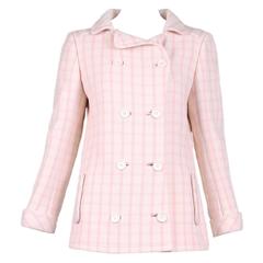 1968 Courrèges Pink & White Checked Double-Breasted Jacket 9