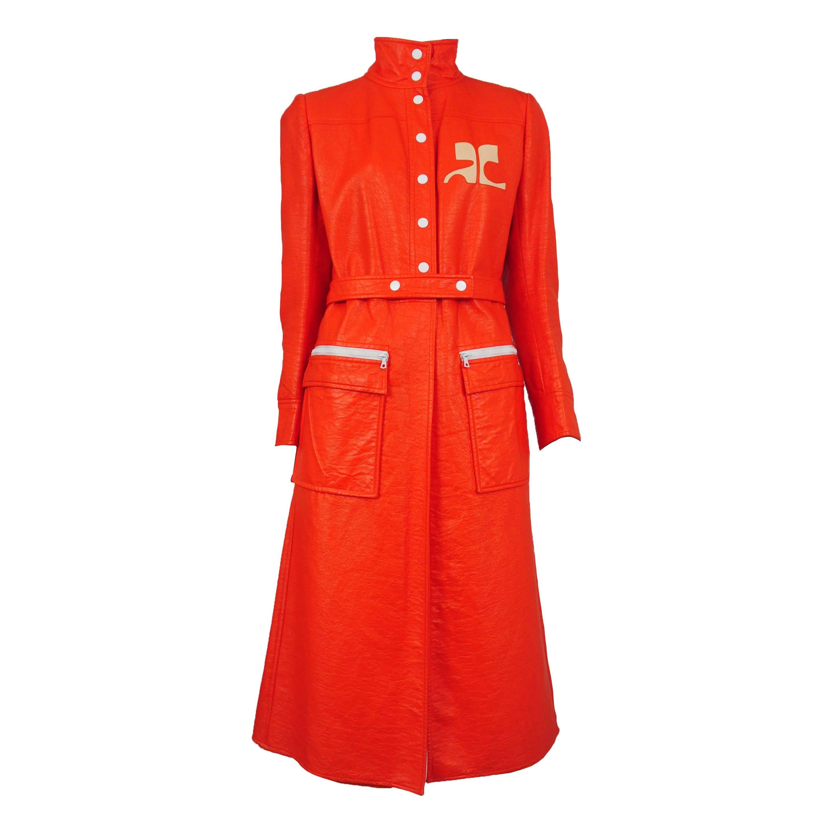 Courreges Orange Vinyl Trench