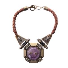 Alber Elbaz For Lanvin Silk Braided Necklace With Amethyst Center Stone 7