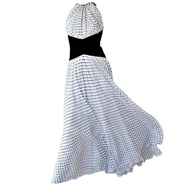 Divine Jacqueline de Ribes Parisian Polkadot Silk Evening Dress