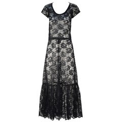 Retro Biba Sheer Lace Dress, 1970s 