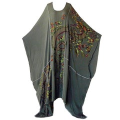 Emilio Pucci Asian Inspired Multi Hand Embroidered Beaded Silk Dress Caftan