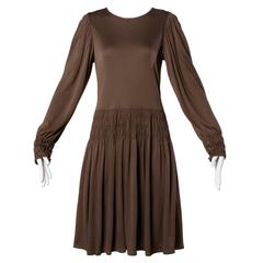 Bill Blass for Saks Fifth Avenue Ruched Brown Jersey Knit Dress 9