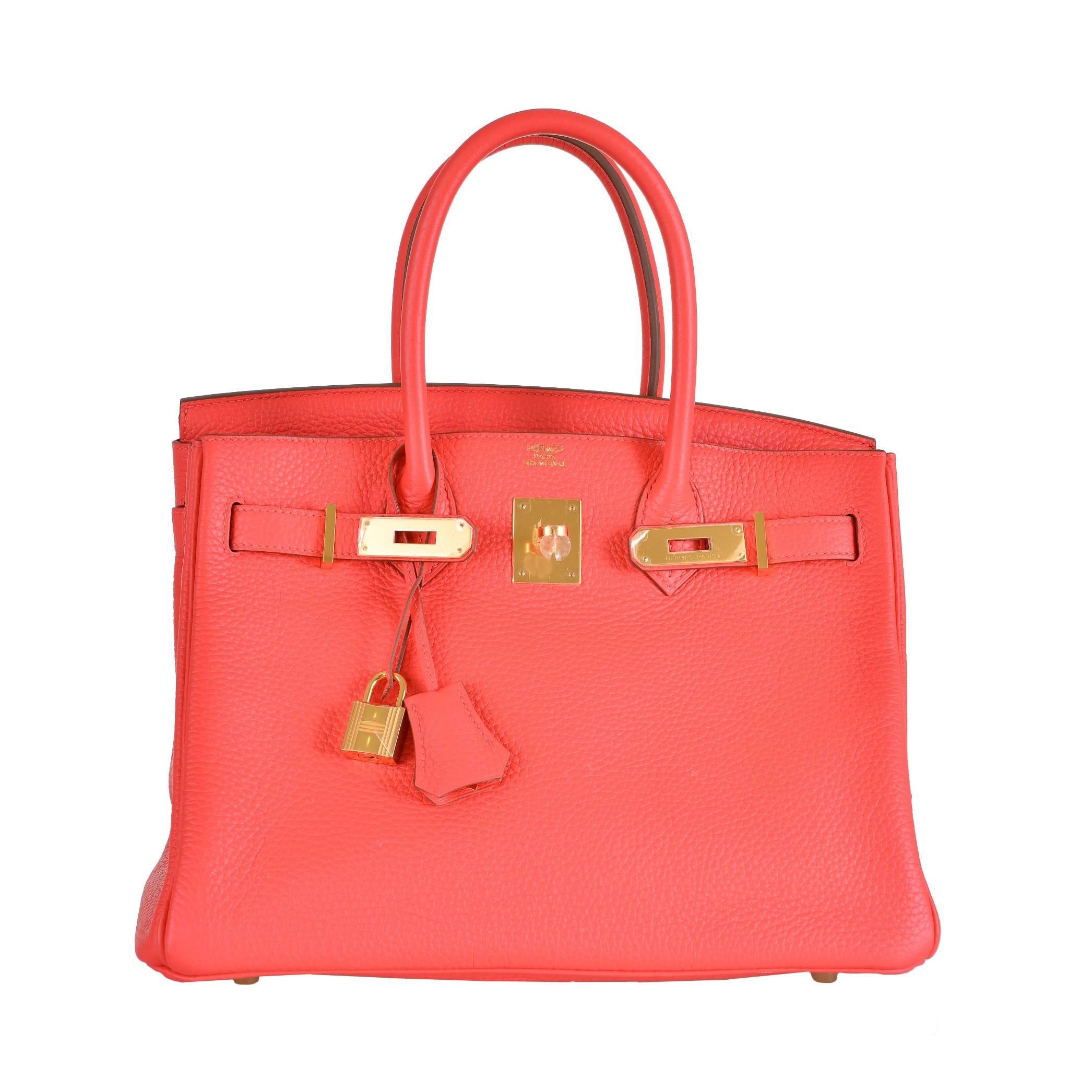 HERMES BIRKIN BAG GERANIUM 35 CM MATTE POROSUS CROCODILE GOLD HARDWARE JaneFinds