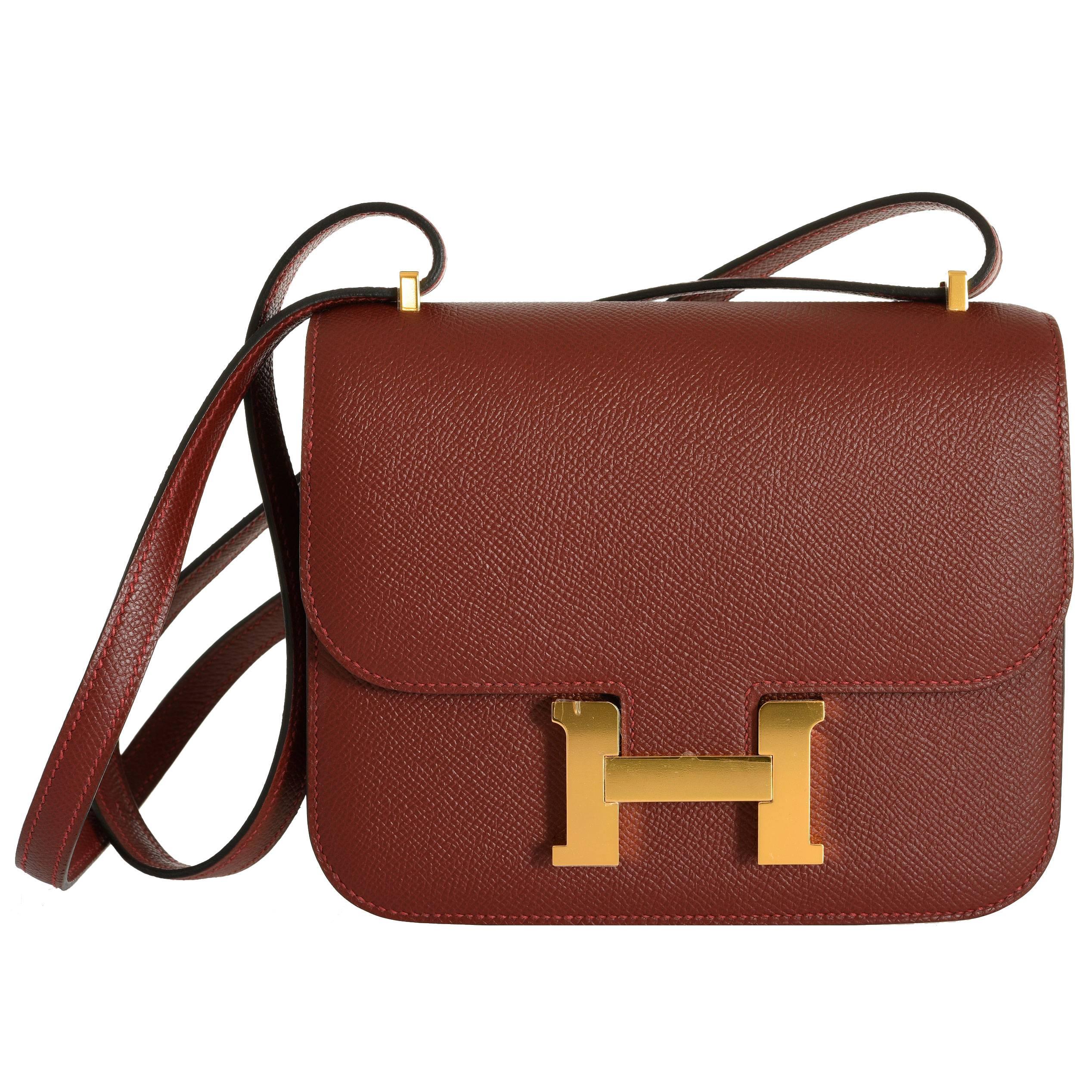 HERMES CONSTANCE 18CM ROUGE H WITH GOLD HARDWARE AMAZING COLOR! JaneFinds For Sale