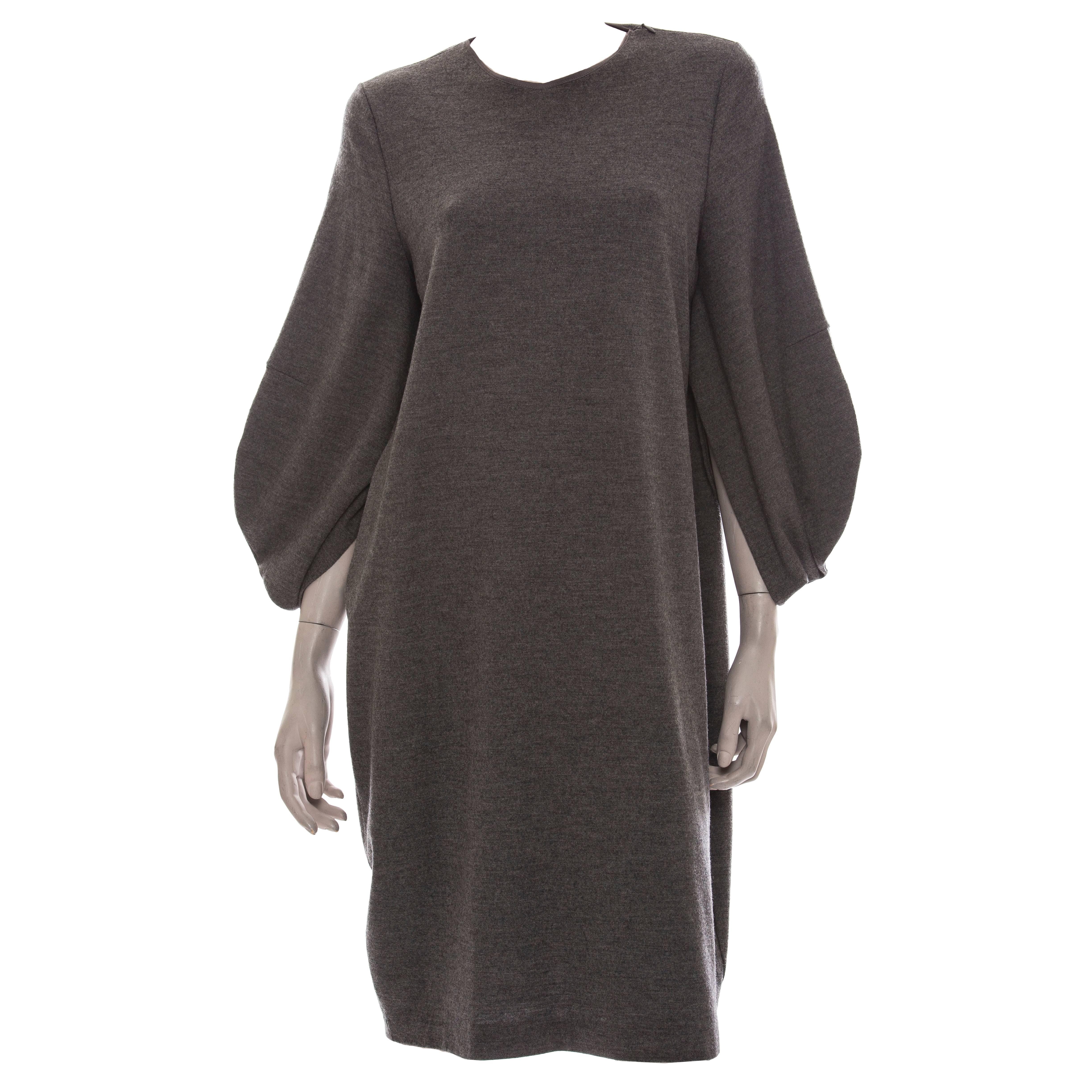 Raf Simons for Jil Sander Grey Wool Jersey Dress For Sale