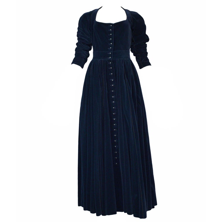 button front gown
