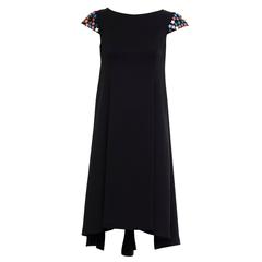 Yves Saint Laurent Black A - Line Dress With Mirrored Stars At Sleeve