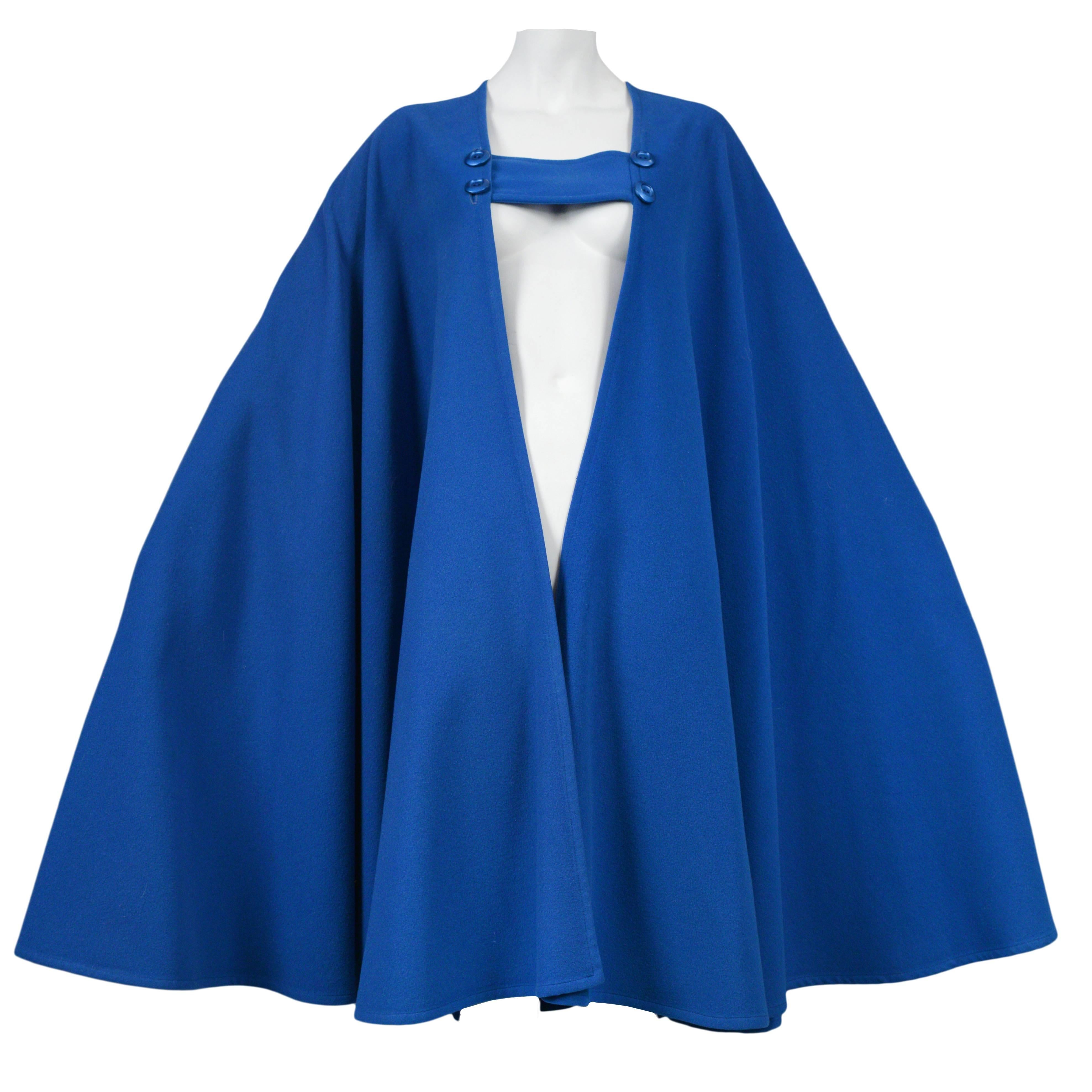 Yves Saint Laurent Blue Wool Cape