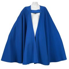 Yves Saint Laurent Blue Wool Cape