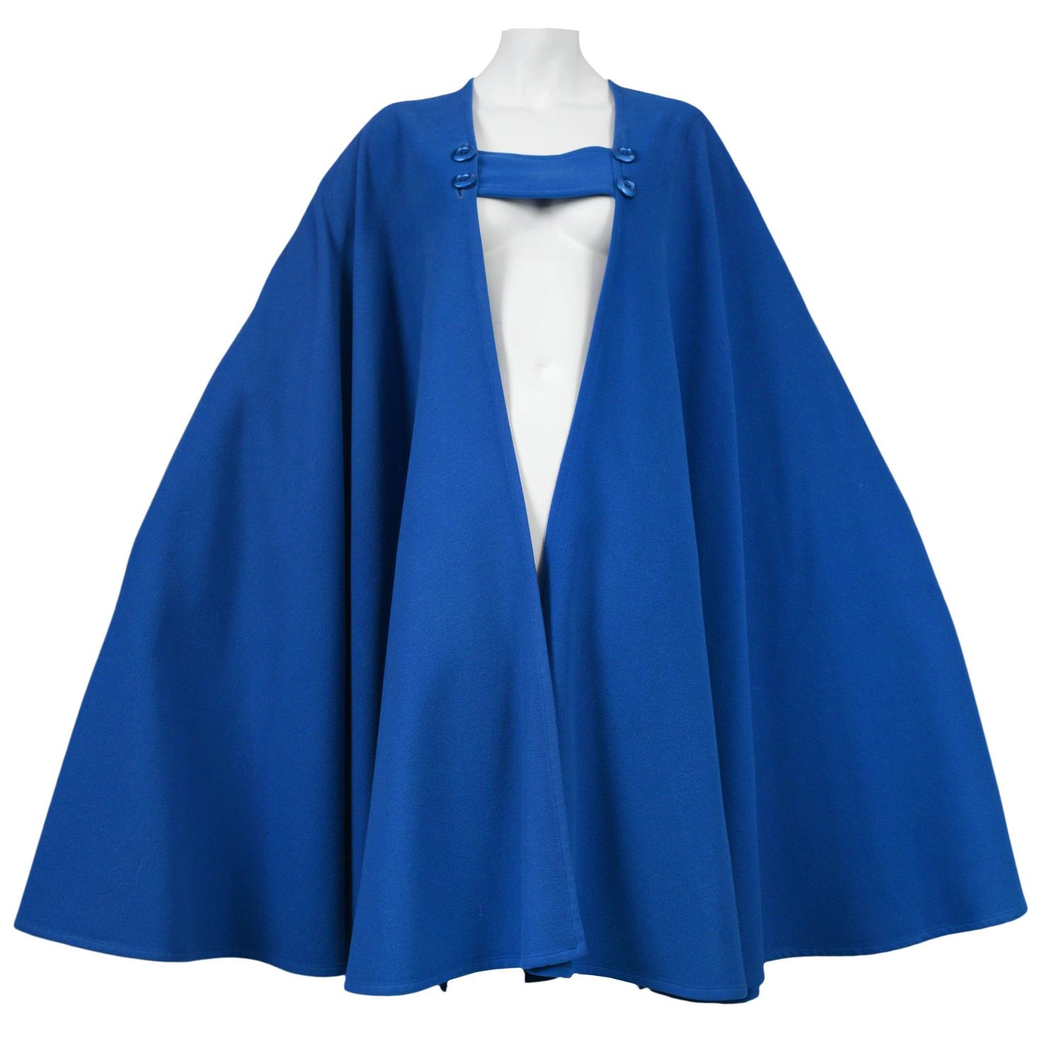 Yves Saint Laurent Blue Wool Cape For Sale at 1stdibs