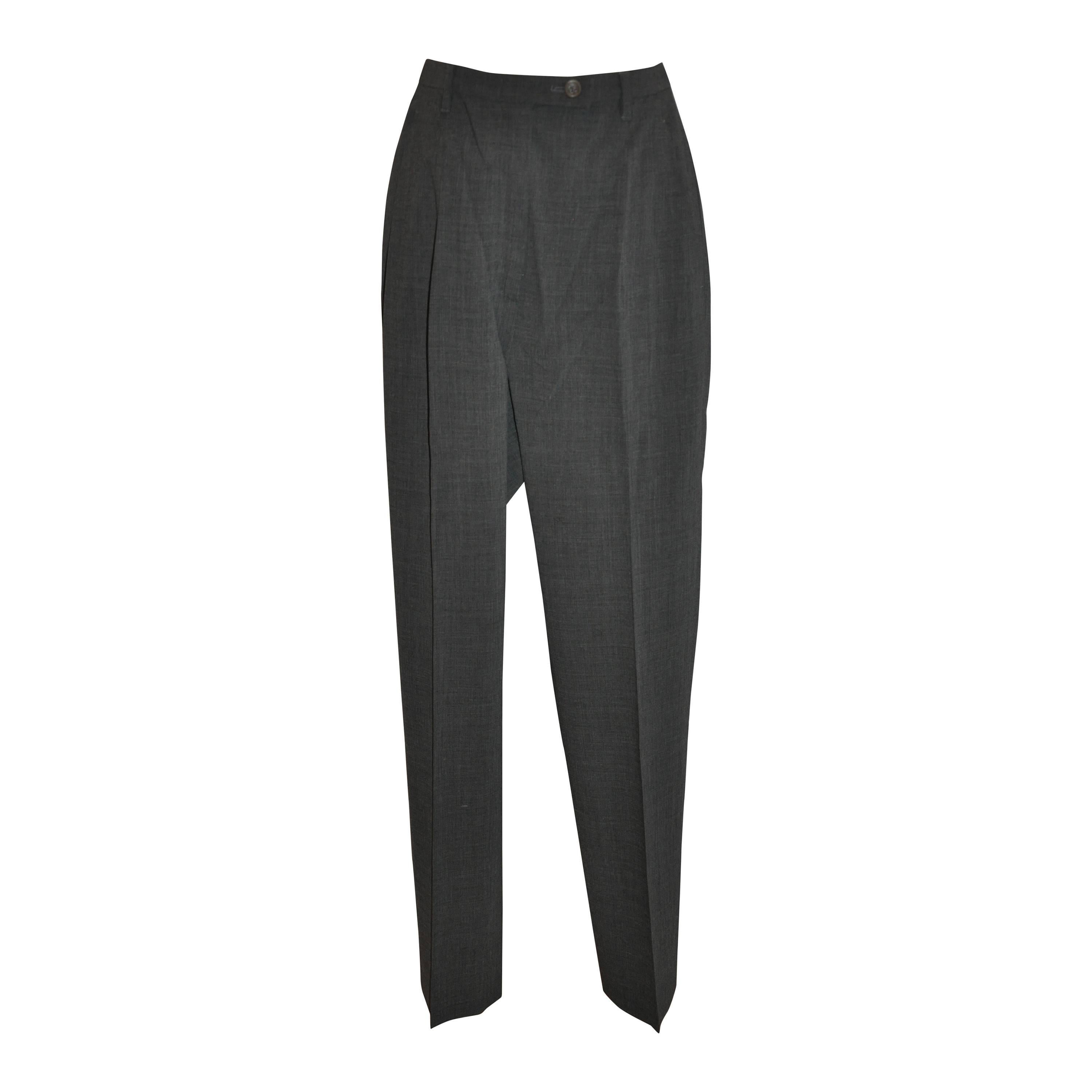 Jil Sander Charcoal Gray "Fleetwool" Spring Wool Trousers For Sale