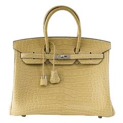 HERMES BIRKIN 35 Mais Matte Alligator Palladium Very Rare Colour