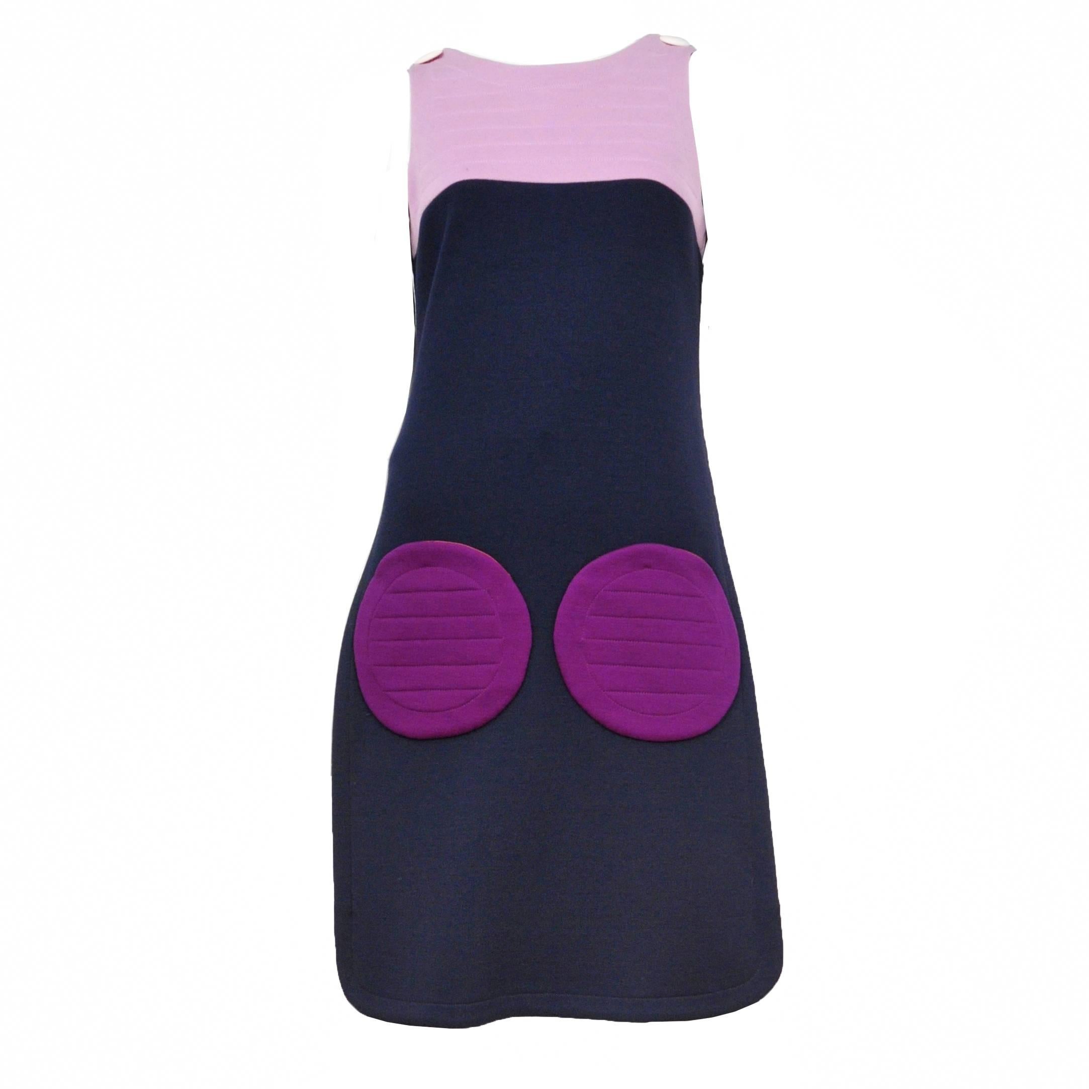 Pierre Cardin Mini Dress with Round Pockets