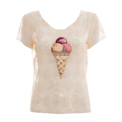 Chanel Lace Top With Embellished Appliqued Ice Cream, Cruise 2004 12