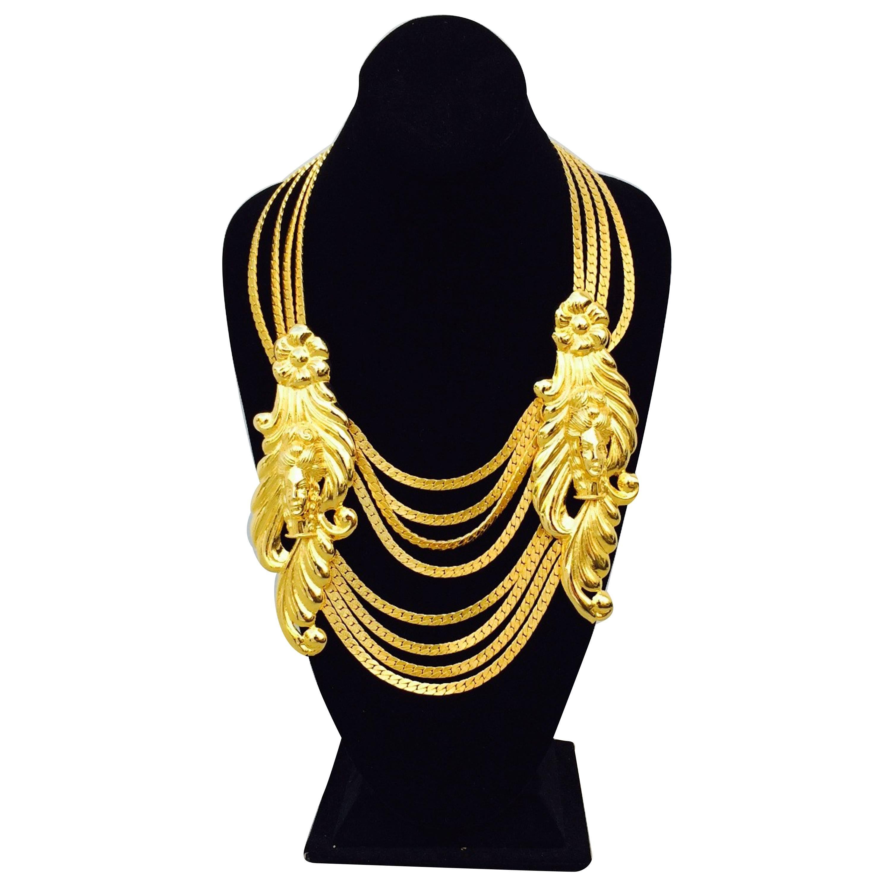 Rare Judith Leiber Gilt Bib Neck Piece 1970s