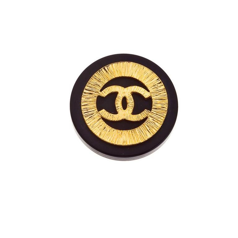 chanel earrings black and gold