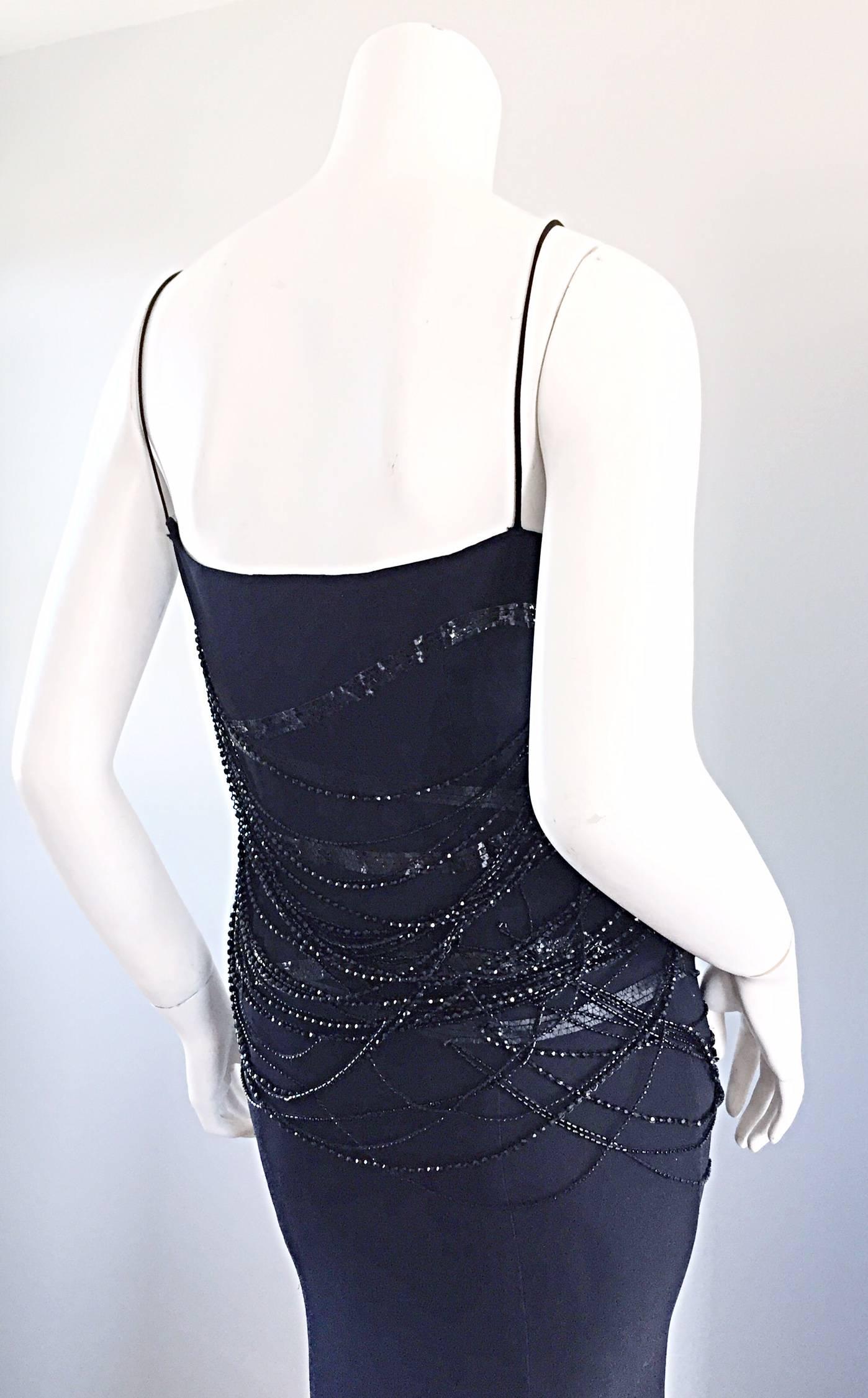 Gai Mattiolo Couture ' Spiderweb ' Intricately Beaded Silk Dress In Excellent Condition In San Diego, CA