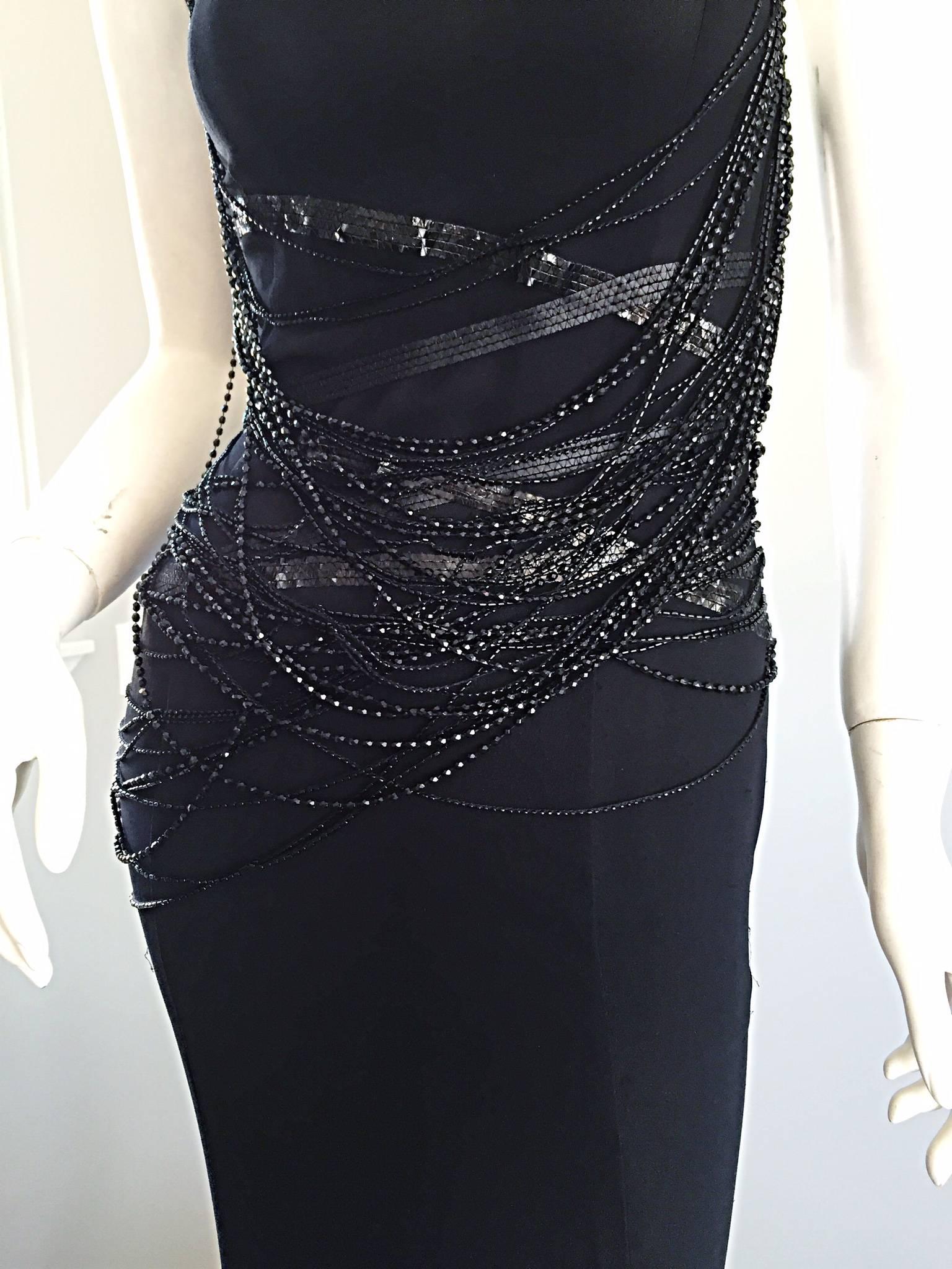 Women's Gai Mattiolo Couture ' Spiderweb ' Intricately Beaded Silk Dress