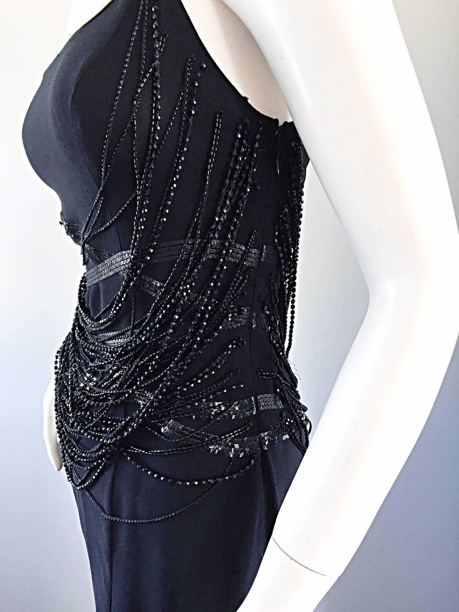 Gai Mattiolo Couture ' Spiderweb ' Intricately Beaded Silk Dress 2