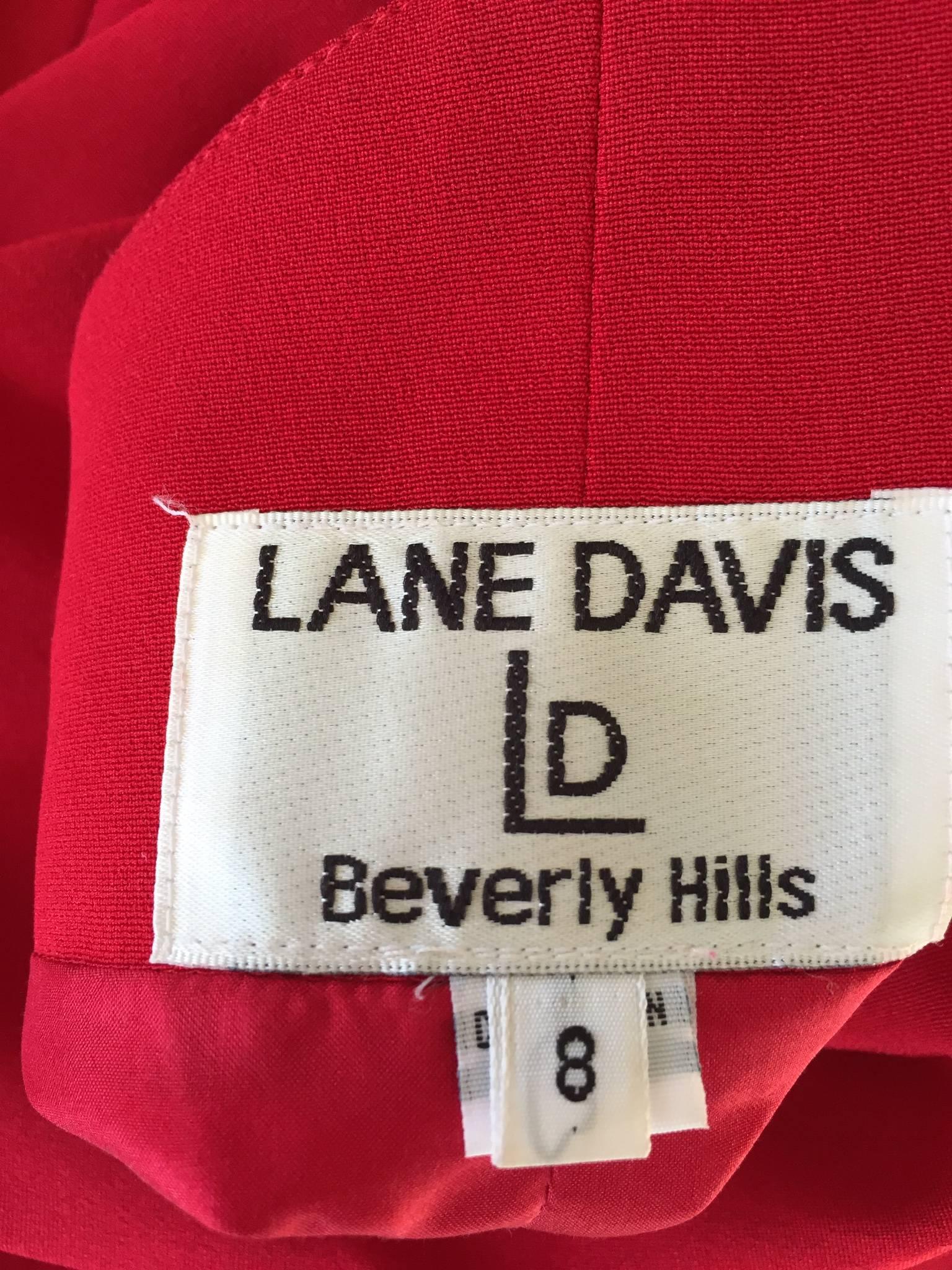 Sexy 1990 Lane Davis Size 8 Beverly Hills Hand Made Red Avant Garde Dress en vente 4