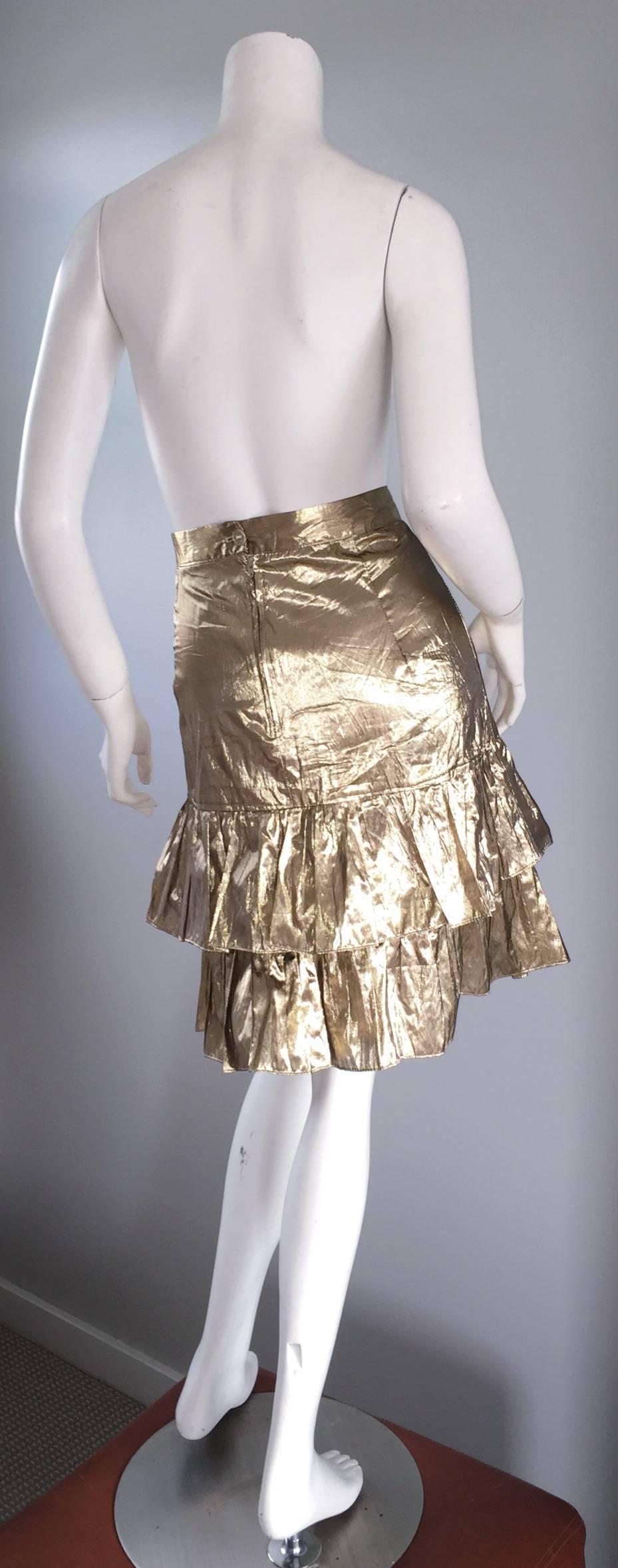 gold ruffle skirt