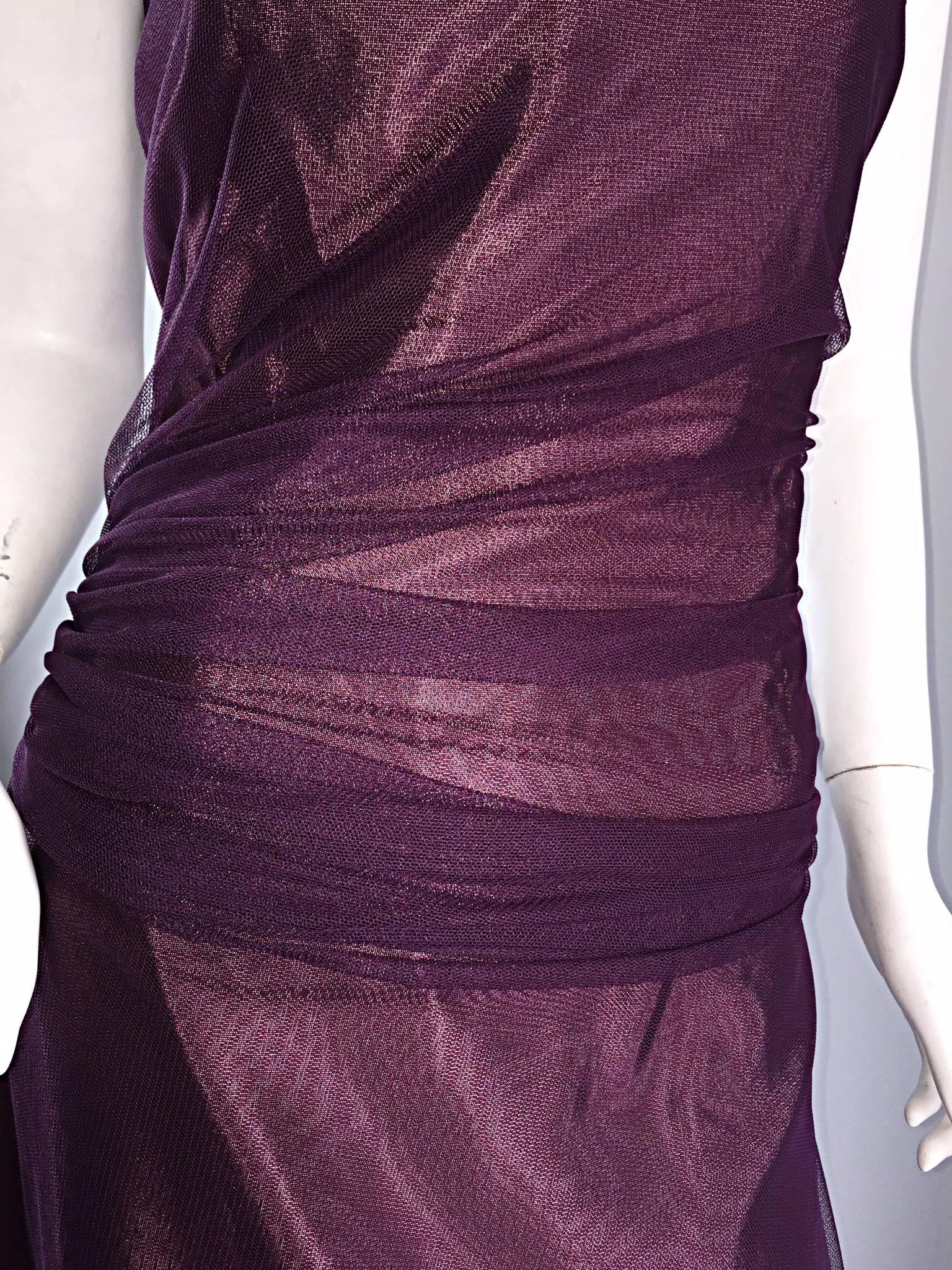 Stunning Vera Wang Size 14 Purple Taffeta Silk Tulle Vintage Evening Gown 3