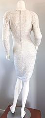 Incroyable robe moulante blanche entièrement perlée vintage Giorgio di Sant Angelo des années 80