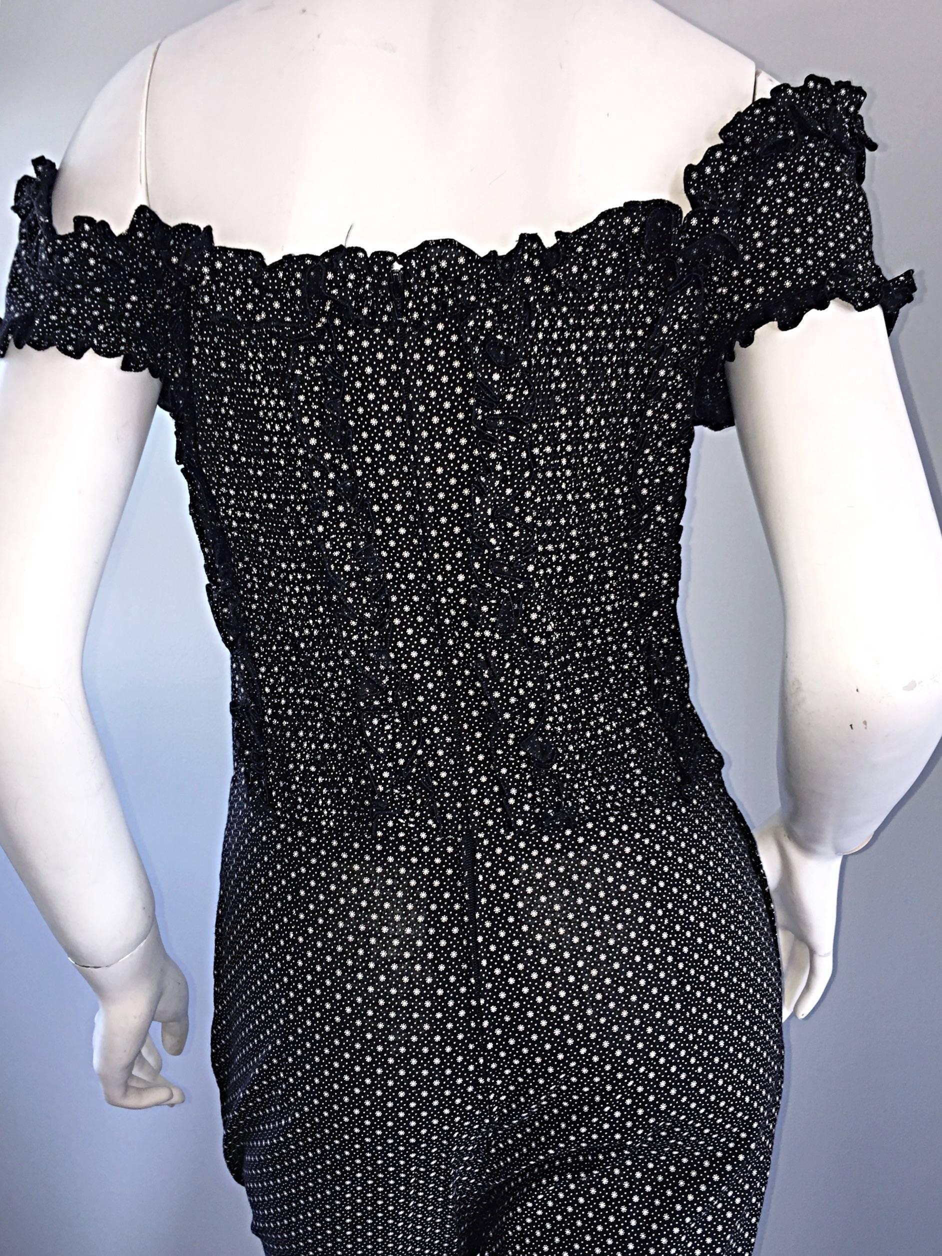 Women's Vintage Brioini 1980s Ruffled Corset Cropped Polka Dot Jumpsuit Onesie  For Sale