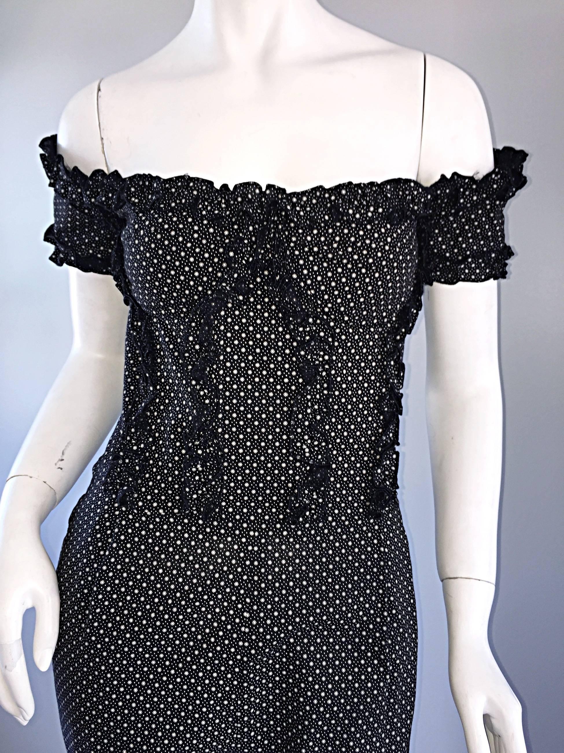 Vintage Brioini 1980s Ruffled Corset Cropped Polka Dot Jumpsuit Onesie  For Sale 1