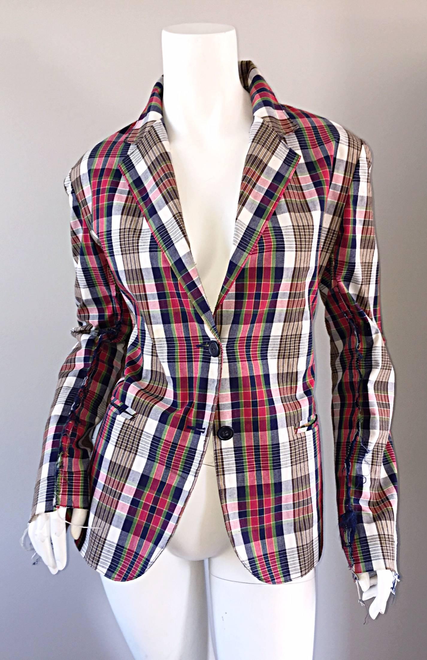 Libertine Impossible to Find Up - Cycled Plaid Blazer w/ Hand - Painted Skull 3