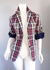 Libertine Impossible to Find Up - Cycled Plaid Blazer w/ Hand - Painted Skull