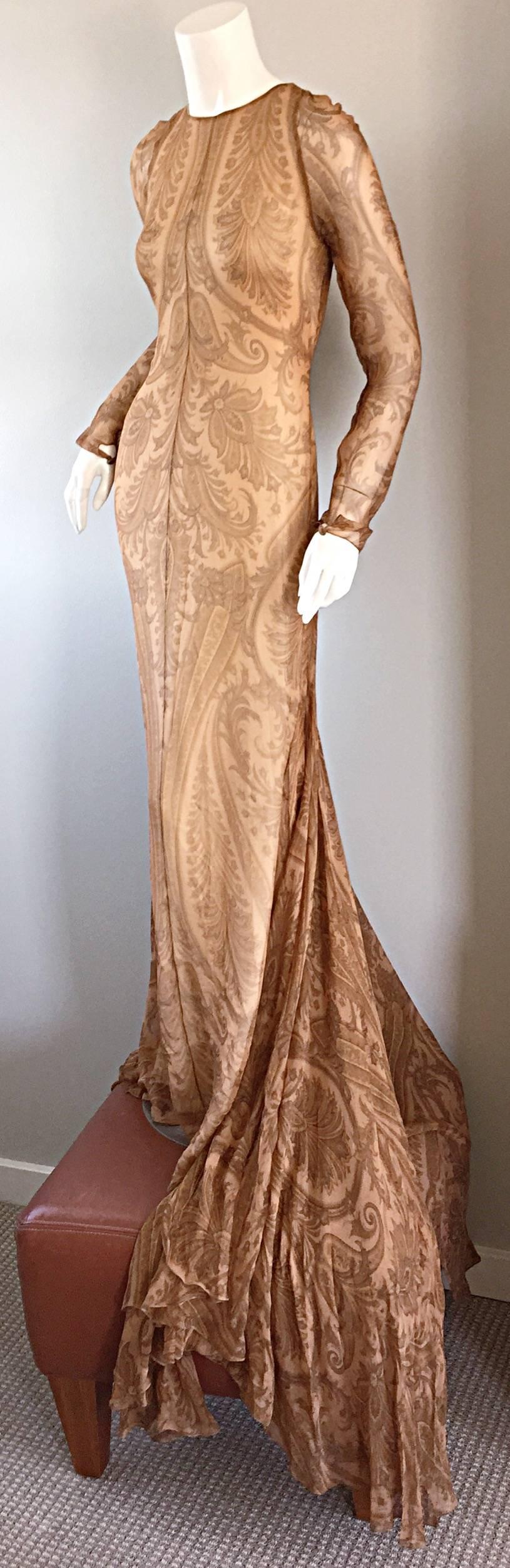 Women's Spectacular Vintage Bill Blass Original Runway Sample Gown w/ Dramatic Train