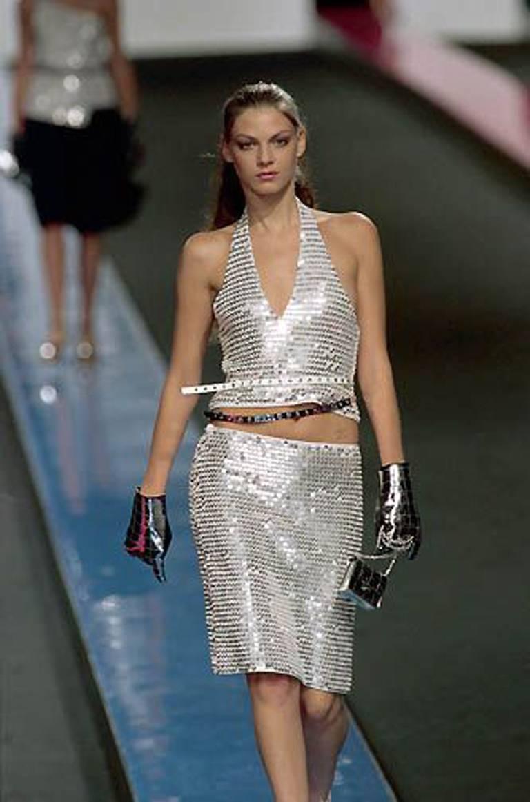 Gray CHANEL spring 2000 halter top  and skirt set