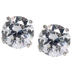Pair of Faux Old Mine Cut 7 Carat  Diamond  Chic Earrings