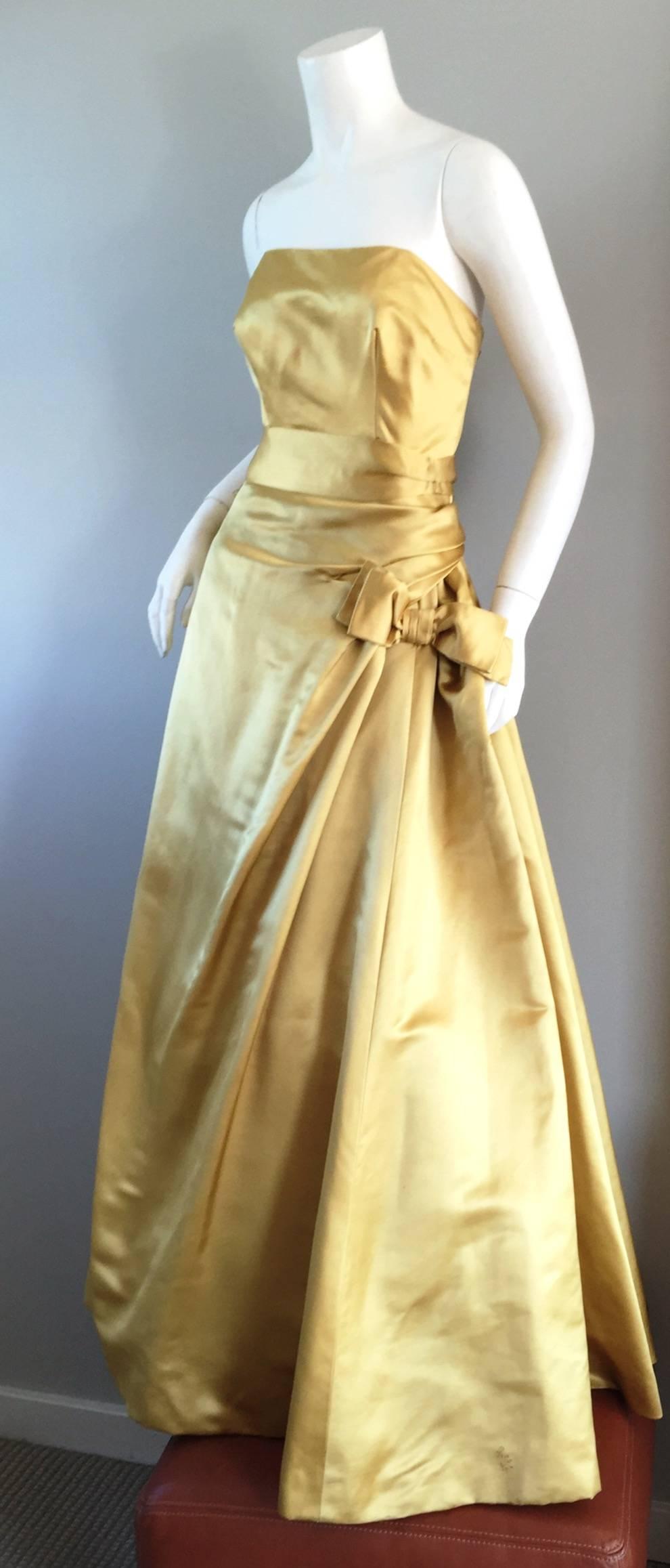 gold satin gown