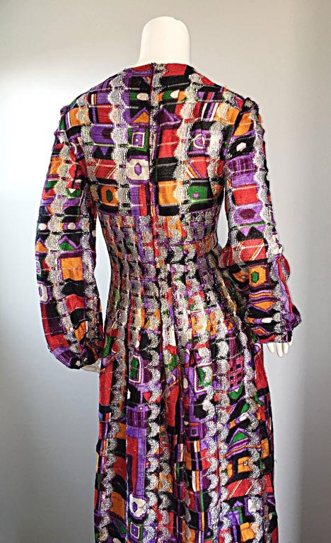 Rare Vintage Pierre Cardin Kaleidoscope Colorful Metallic Boho Dress ...