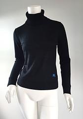 Neu Vintage Burberry Schwarz Fitted Rollkragenpullover