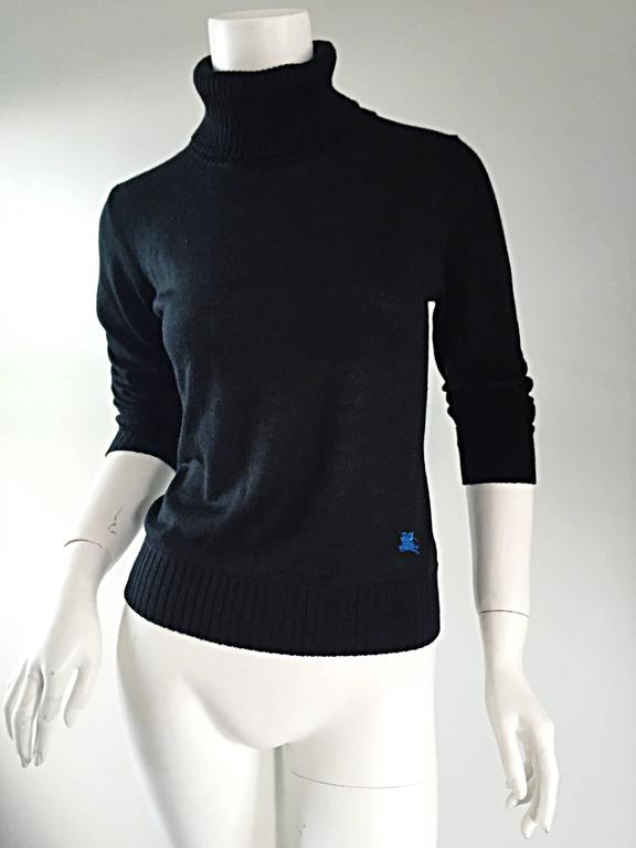 New Vintage Burberry Black Fitted Turtleneck Sweater at 1stDibs ...