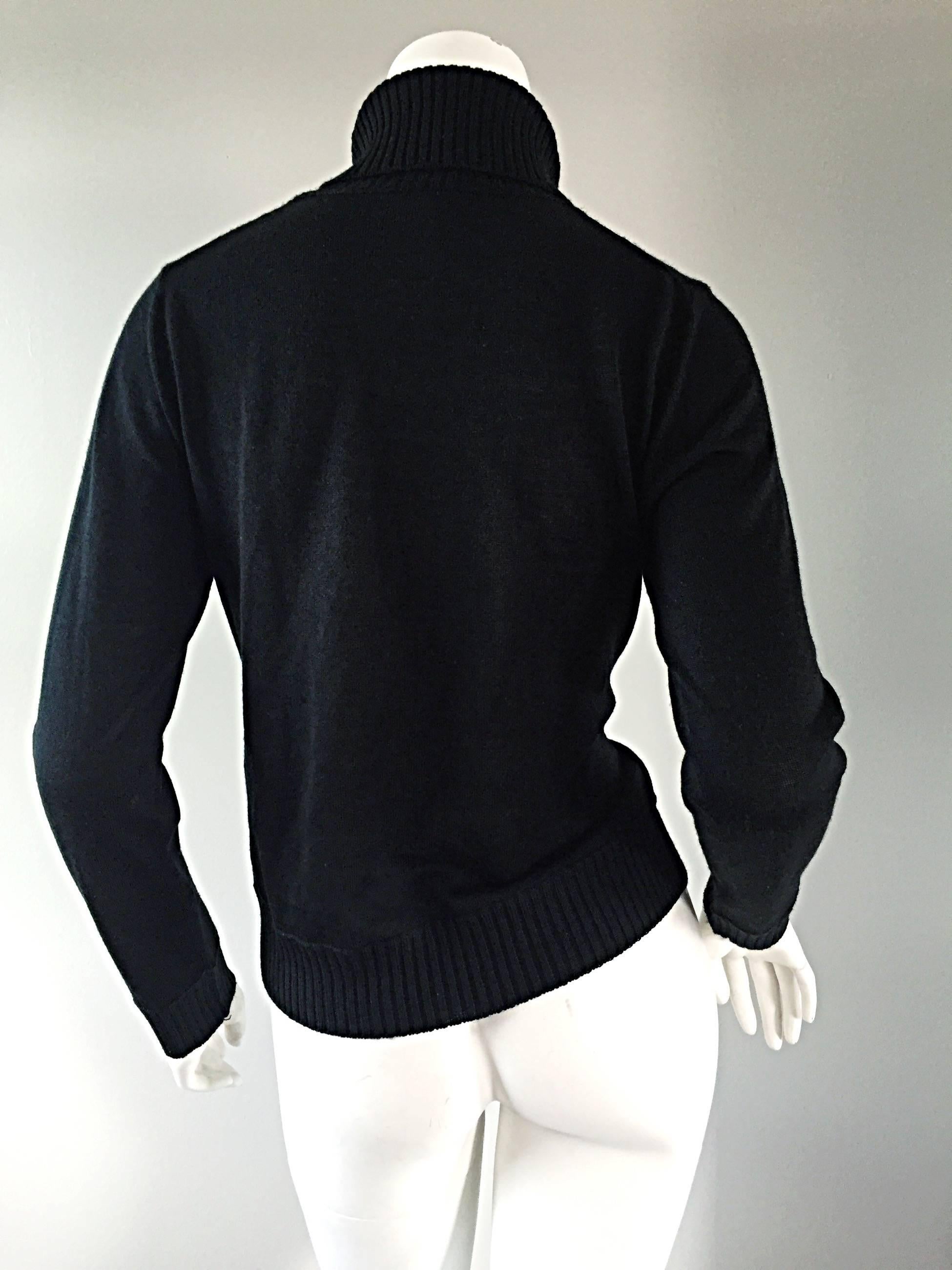 fitted black turtleneck sweater