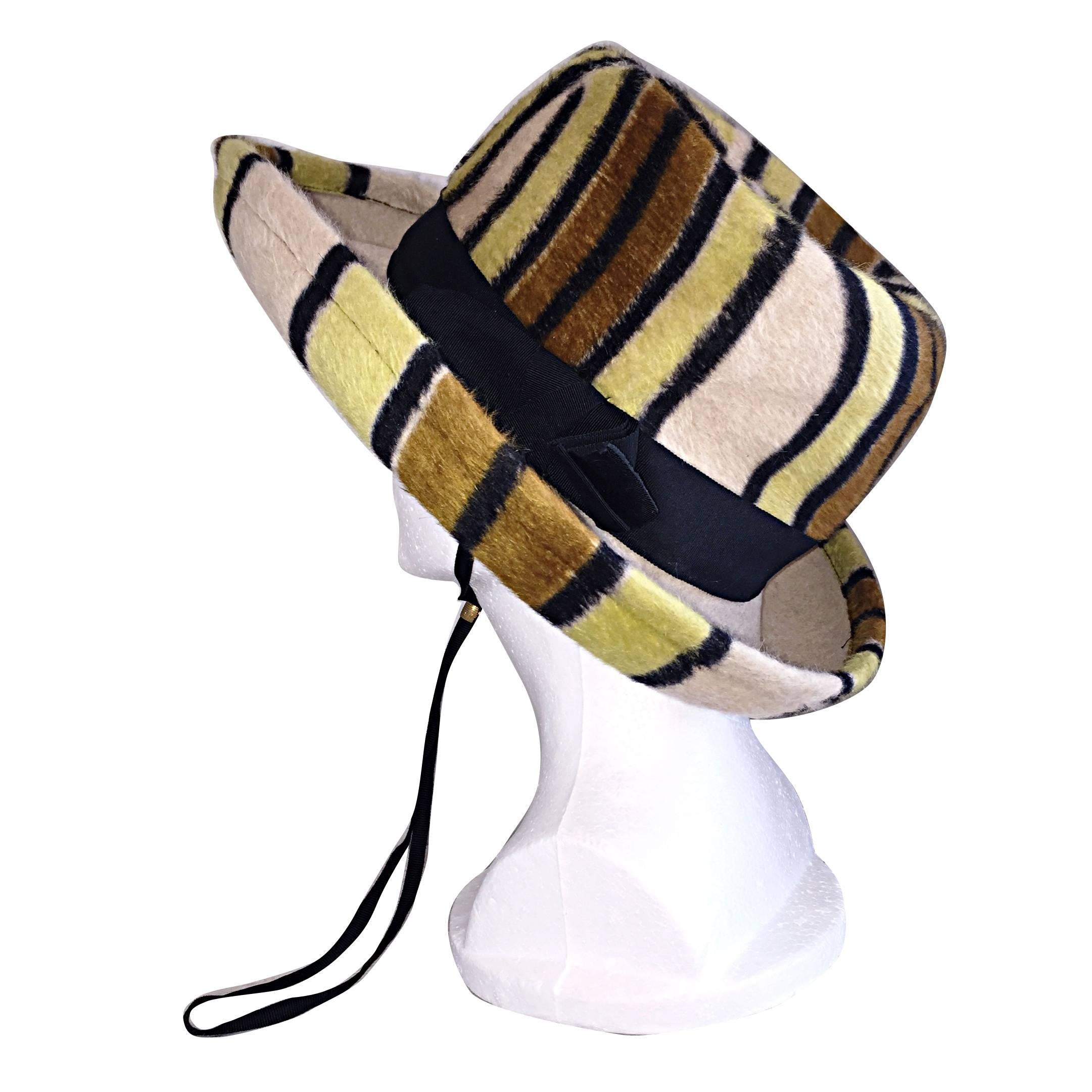 Rare Vintage Yves Saint Laurent Striped Hat YSL