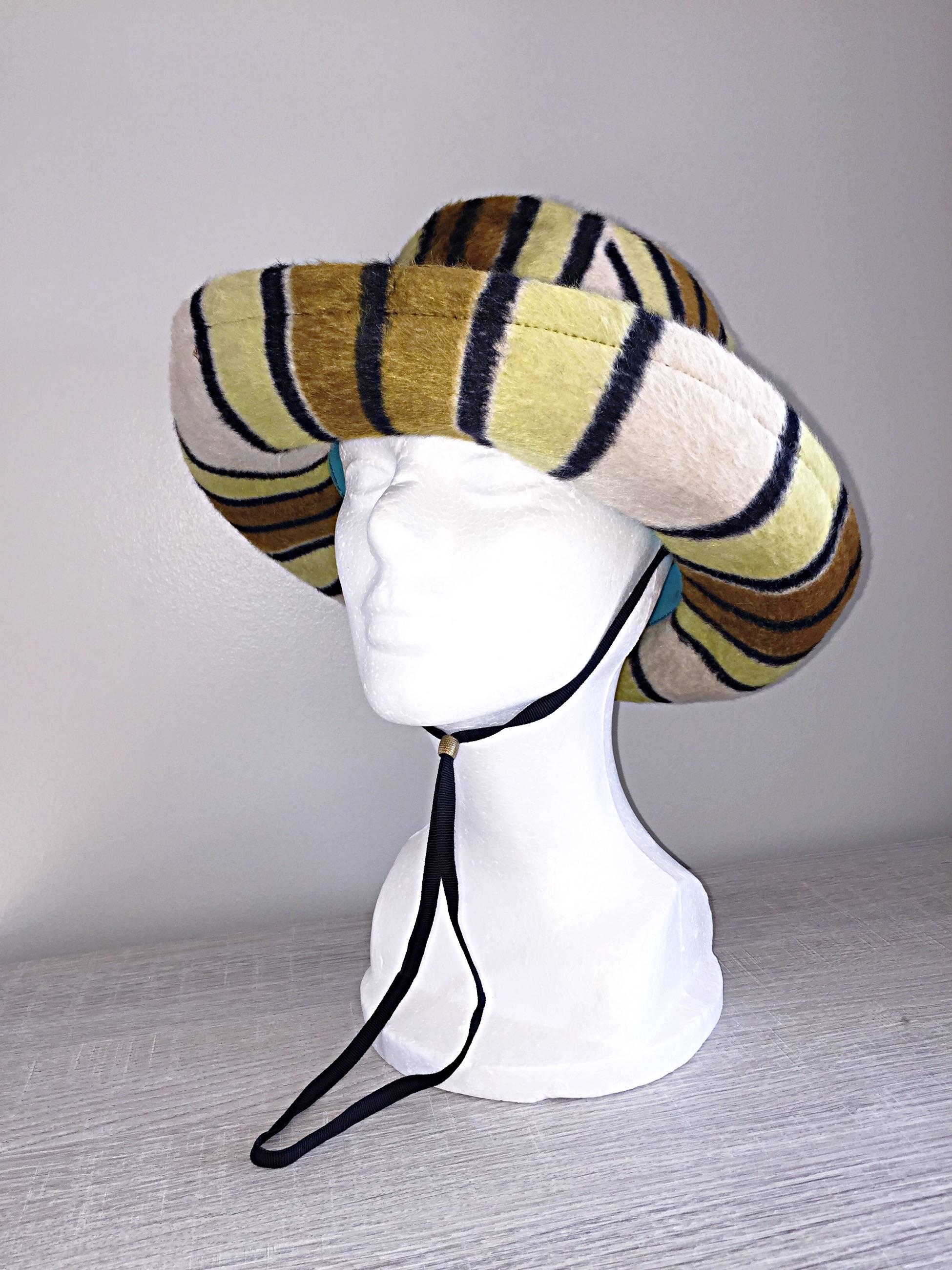 Rare Vintage Yves Saint Laurent Striped Hat YSL 2
