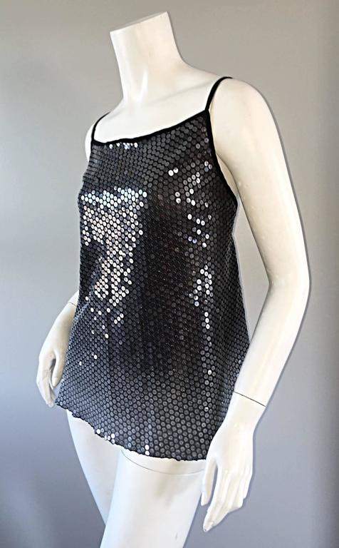 Rozae Nichols Charcoal Gray Ombre Sequins A - Line Silk Trapeze Top ...