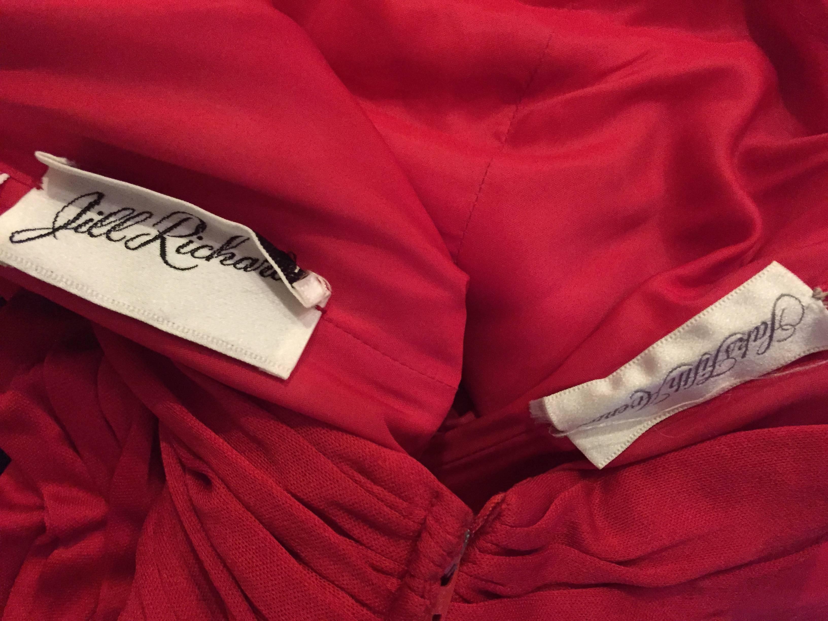 Vintage Jill Richards 1980s For Saks Fifth Avenue Red Avant Garde Silk Dress For Sale 2