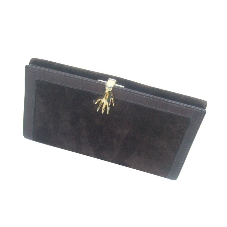 Gucci Rare Chocolate Brown Suede Hand Clasp Wallet c 1970s at 1stDibs | gucci  hand clasp wallet, gucci hand wallet, hand of gucci wallet