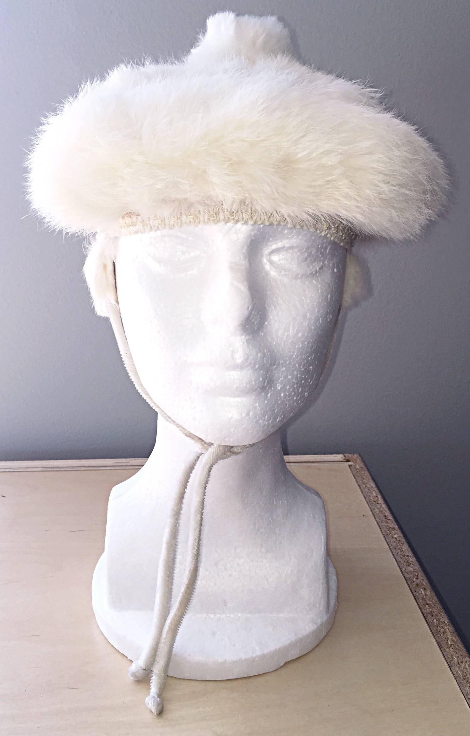 white fur beret
