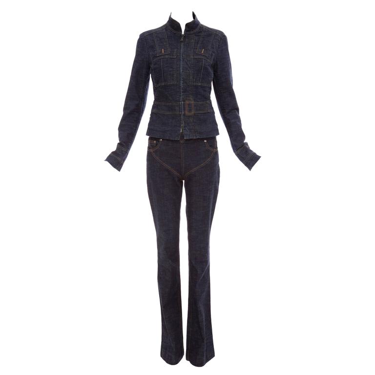 Tom Ford For Yves Saint Laurent Denim Pant Suit, Circa 2003 For Sale at