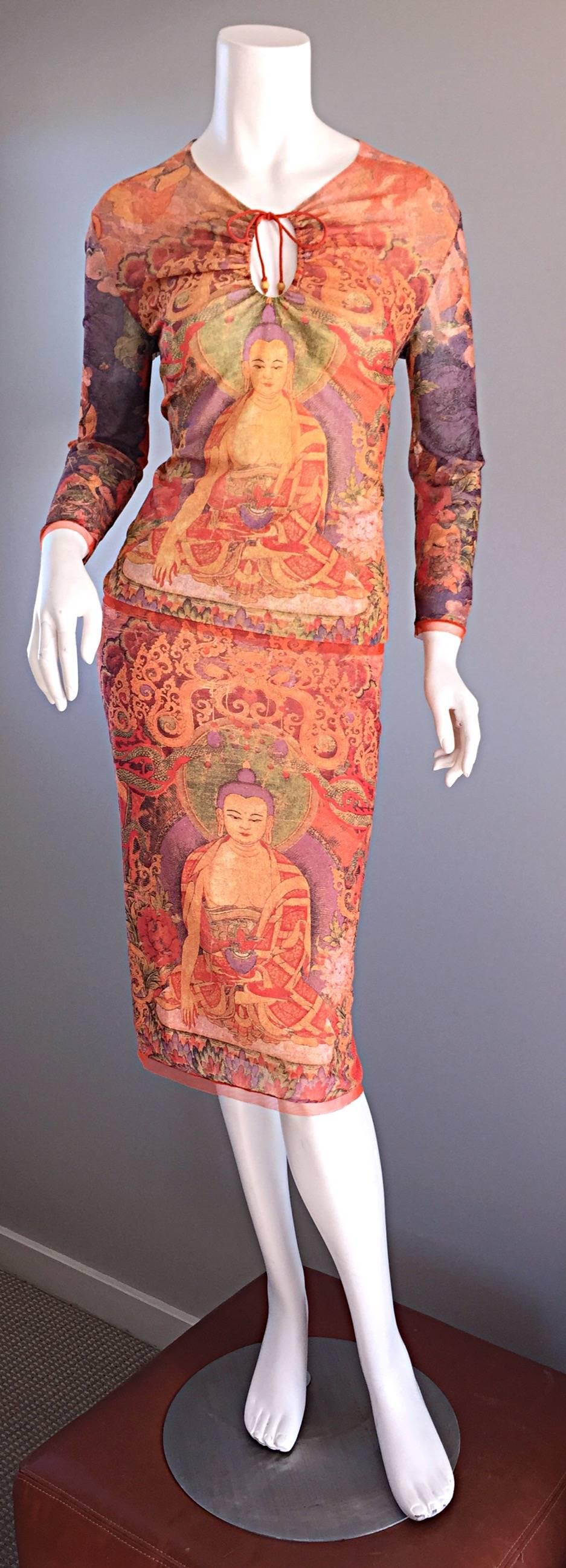 Vintage Vivienne Tam Super Rare Buddha Collection Two - Piece Dress Set In Excellent Condition In San Diego, CA