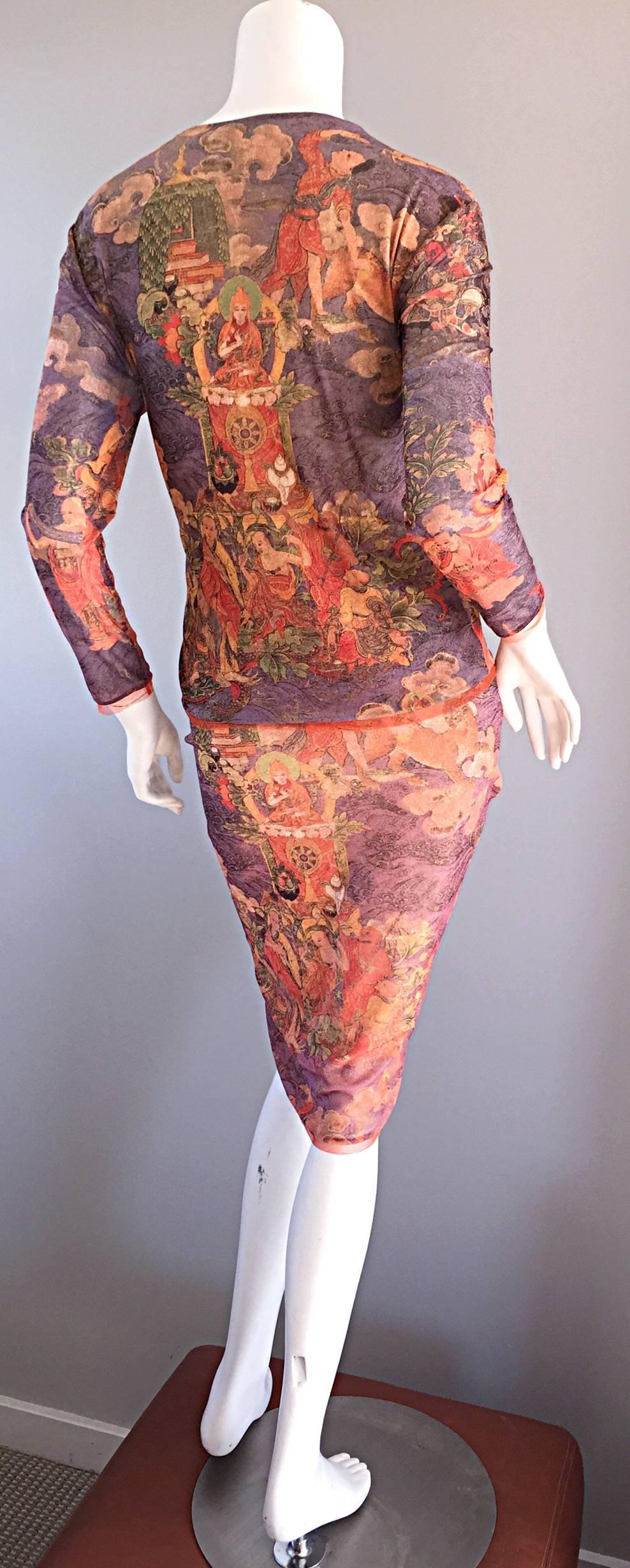 Women's Vintage Vivienne Tam Super Rare Buddha Collection Two - Piece Dress Set