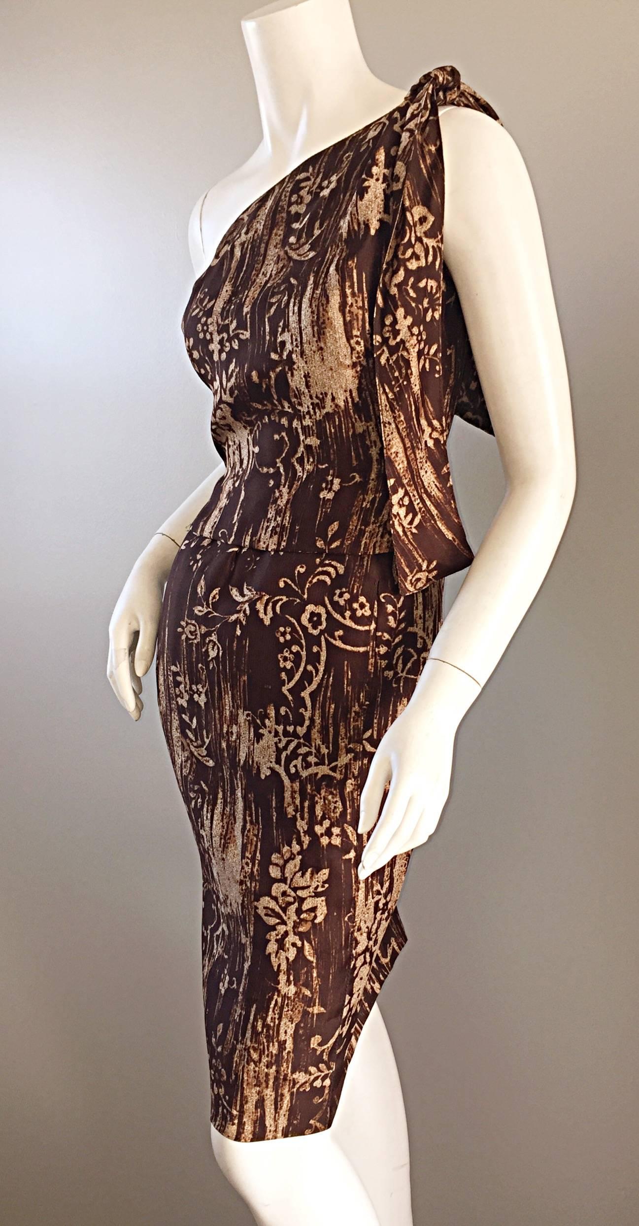 Oscar De La Renta Resort 2009 Pasarela Un Hombro Vestido Toga Seda $3, 200 BNWT en venta 1